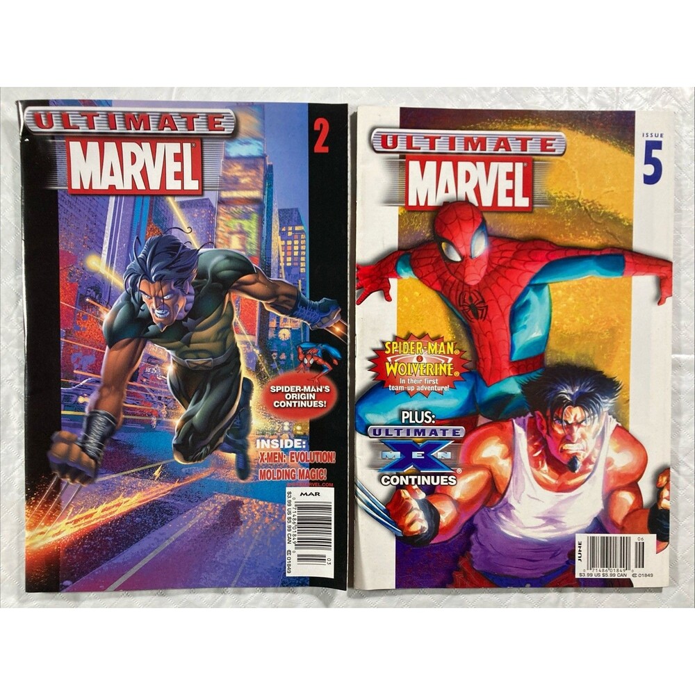 Ultimate Marvel Magazine No. 2 No. 5 (2001 Comic Book Set Lot) X-Men, Spider-man